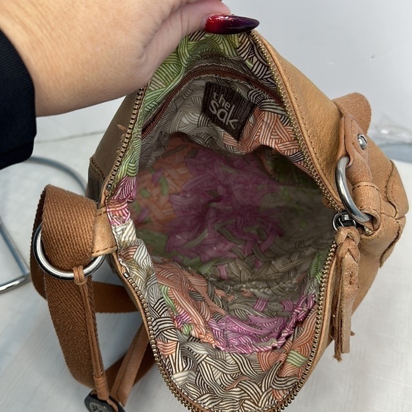 the SAK purse Tan orange brown Multi Leather STRIPED studded crossbody - Picture 8 of 10